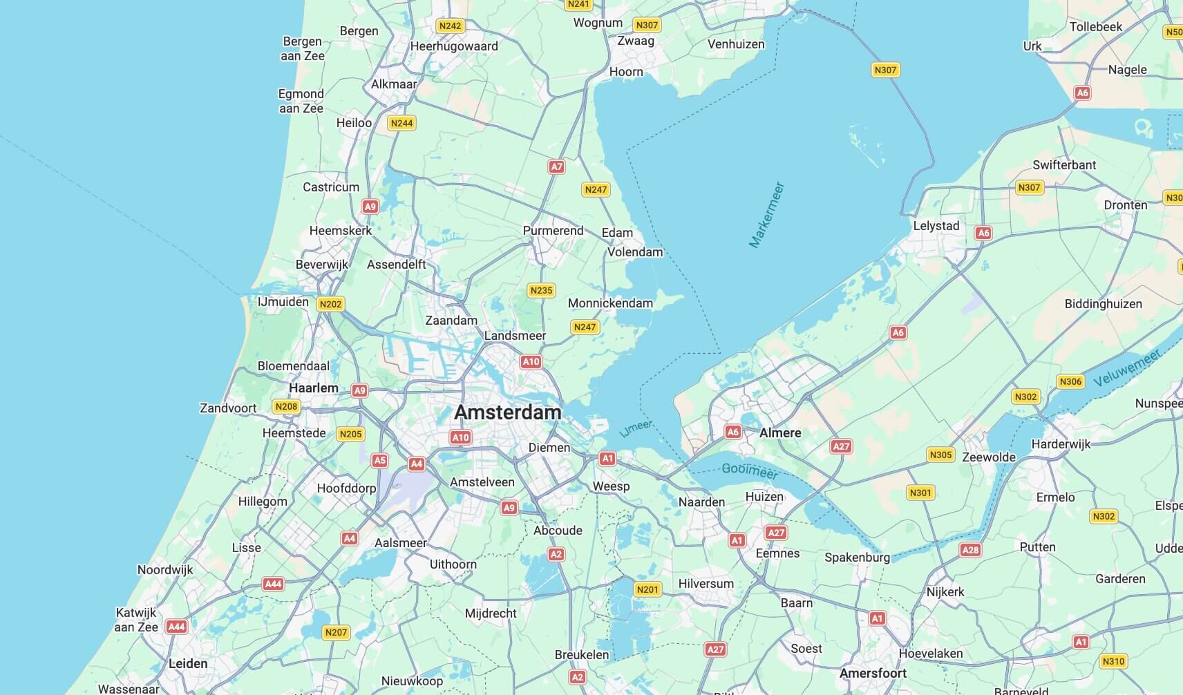 Werkgebied kaart van Parket&Zo voor parket schuren in Zaandam, Amsterdam en Noord-Holland